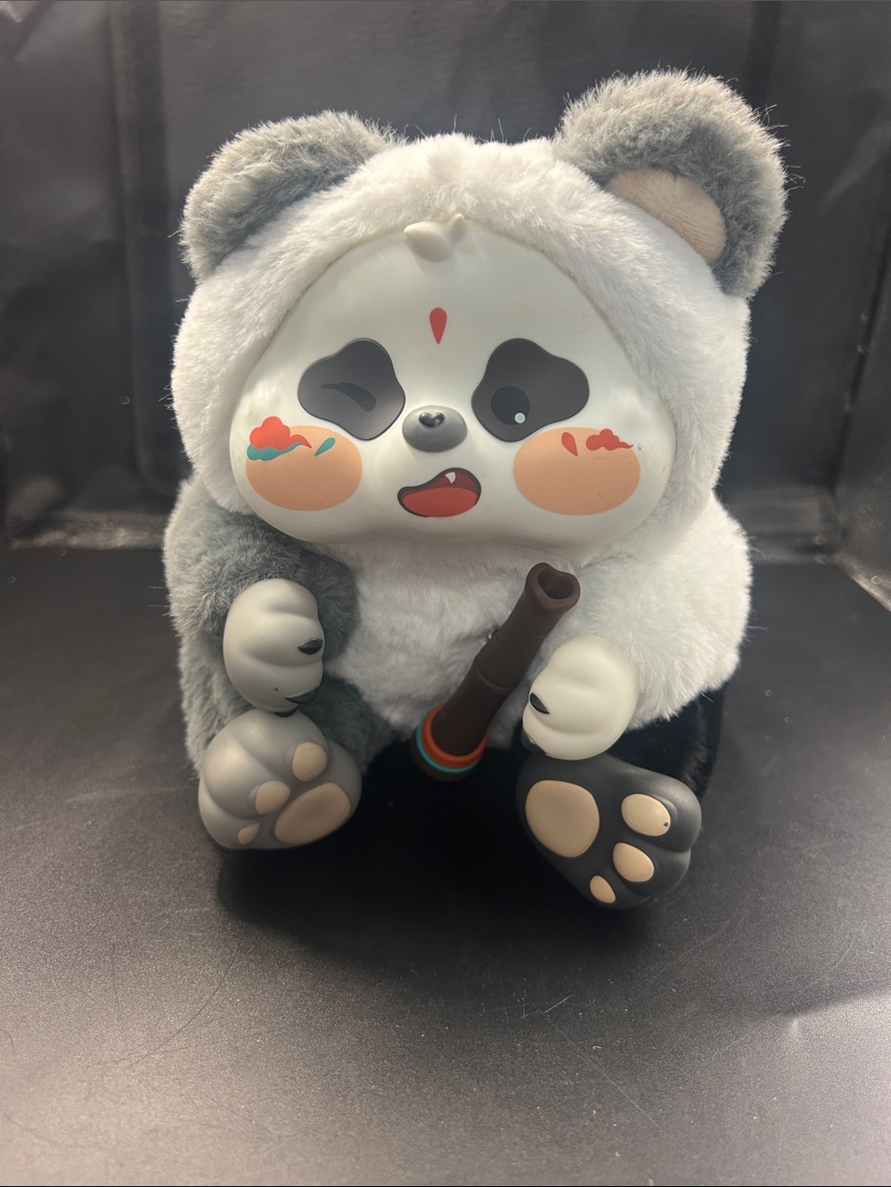 Plush Panda Toy with Flute - White and Gray Soft Kids Toy